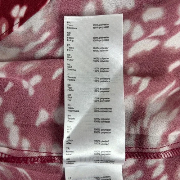 MAJE RIVOLE DRESS Burgundy Red White Print Long Sleeve Midi Dress Size 1 - Picture 5 of 10